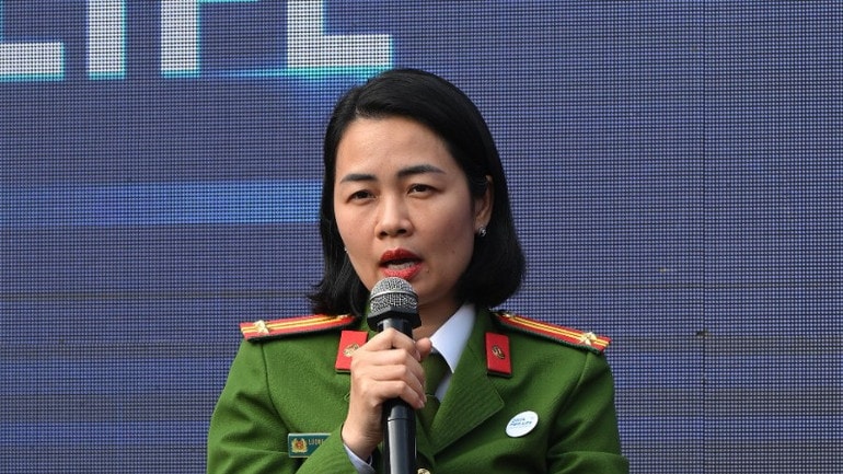 Trung tá Lương Thị Thu Trang, đại diện Ban Tổ chức cuộc thi Data for Life. 1-5099.jpg